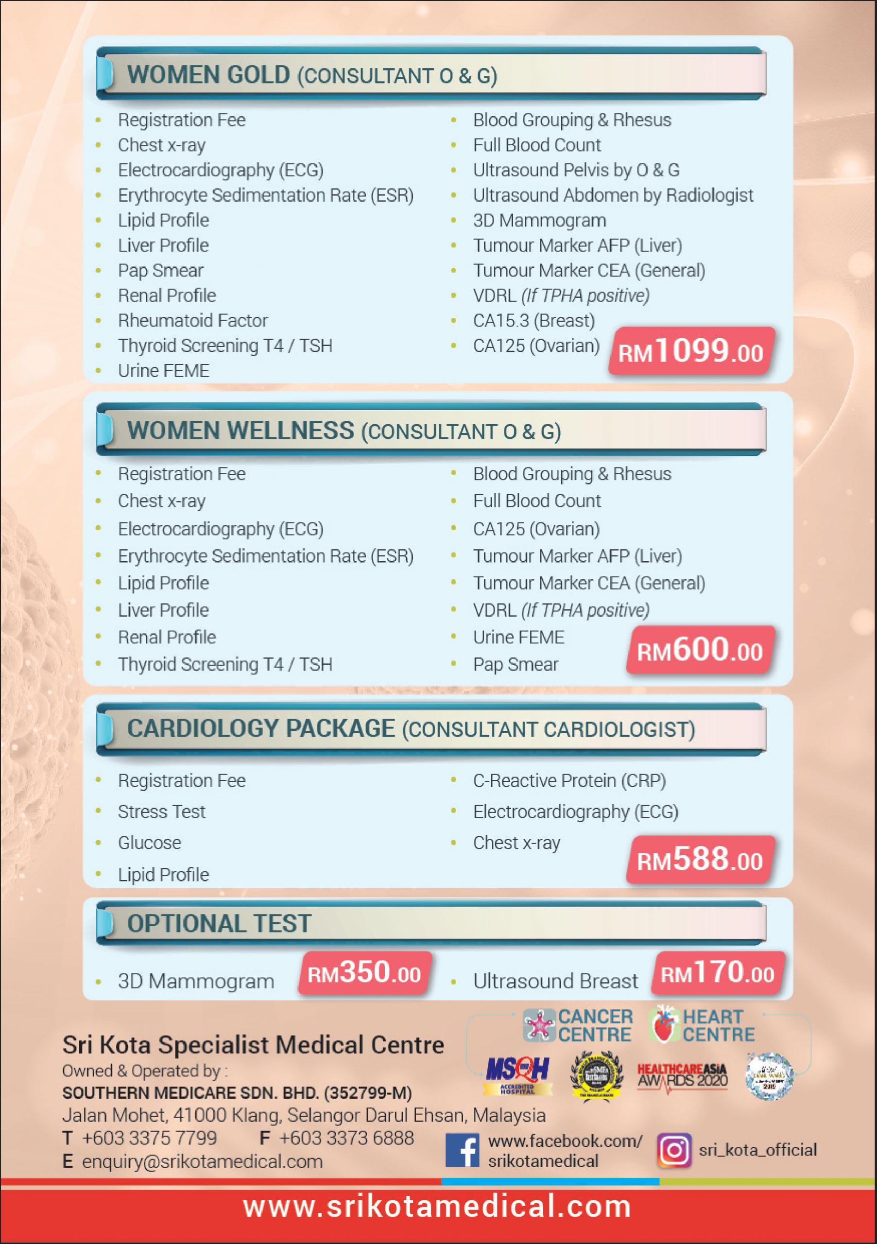 Health Screening Package Sri Kota Specialist Medical Centre